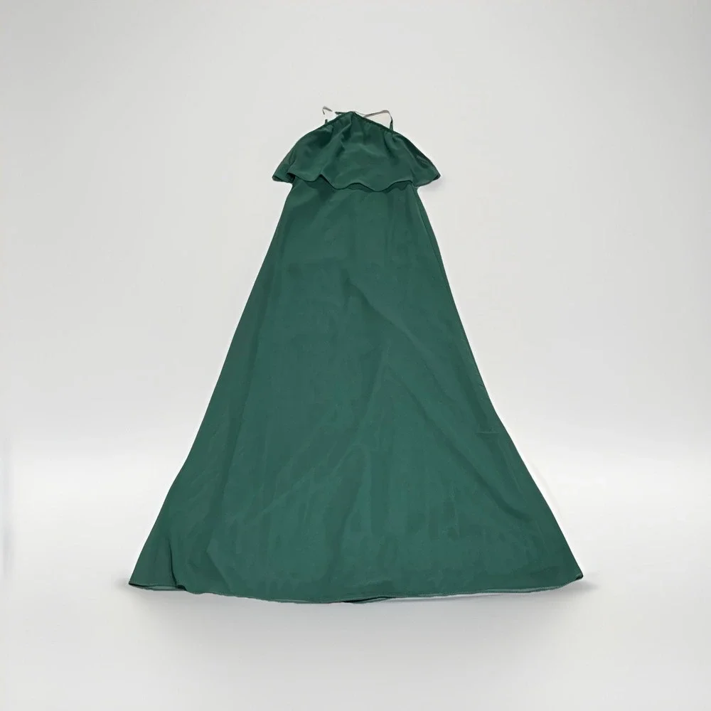 AZAZIE Junior Sz 8 A-Line Floor Length Chiffon Dress‎ Eucalyptus Double Flounce